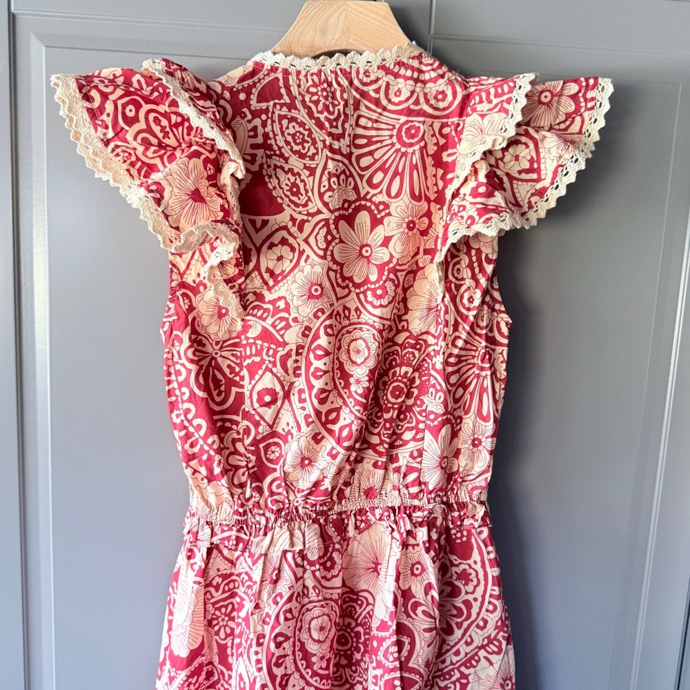 Pinch Red and Cream Paisley Ruffle Mini Dress - Picture 7 of 11